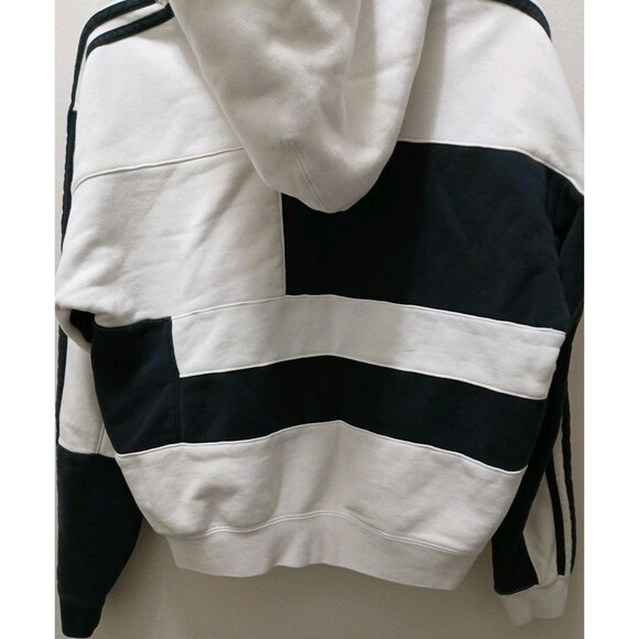 Adidas Original Asymmetrical Block Hooded Sweatshirt White/Black Womens Small - Picture 13 of 16